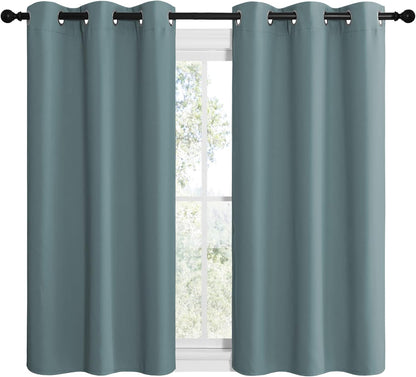 NICETOWN Halloween Pitch Black Solid Thermal Insulated Grommet Blackout Curtains/Drapes for Bedroom Window (2 Panels, 42 inches Wide by 63 inches Long, Black) - Colors C