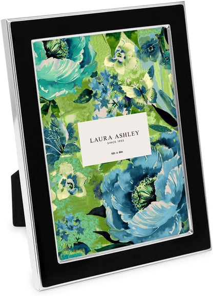 Laura Ashley 5x7 Navy Enamel Picture Frame, Gold Metal Edge with Easel, for Countertop, Counterspace, Tabletop Display, Bookshelf, Desk, Wall Décor, Photo Gallery (5x7, Navy W/Gold)