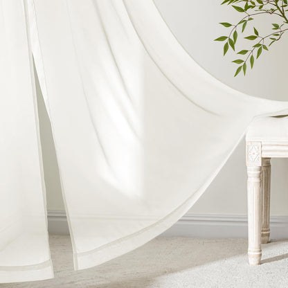 MIULEE White Sheer Curtains 84 Inches Long, 4 Panels Set, Light Filtering Rod Pocket Voile Drapes for Living Room and Bedroom, Airy Soft Fabric Window Treatments, 42 x 84 Inches