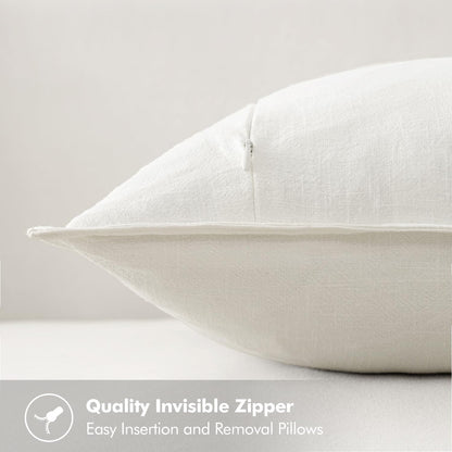 MIULEE Decorative Linen Euro Sham Pillow Covers 26x26 Cream White Boho Farmhouse Neutral Couch Throw Pillows for Bed Pack of 2 Accent Modern Pillowcase Sofa Livingroom Home Decor