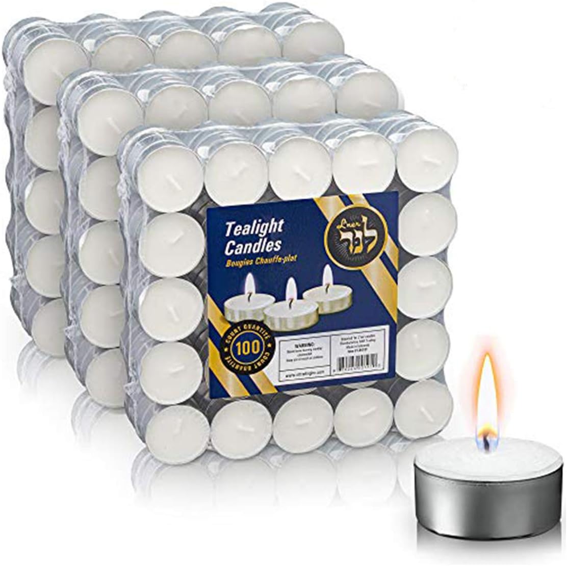 L'ner Tea Light Candles – Set of 100 Unscented Tea Lights – Burns Aprx. 4 Hours – Party & Ambience Candles – Restaurant Decorations