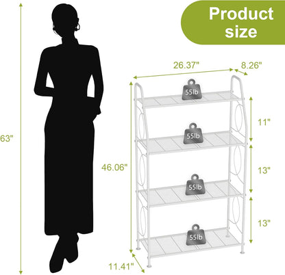VyGrow Plant Stand, 4 Tier Plant Shelf for Indoor Outdoor, Heavy Duty Metal Tall Plant Stands Holder Rack for Living Room Balcony and Garden, Black