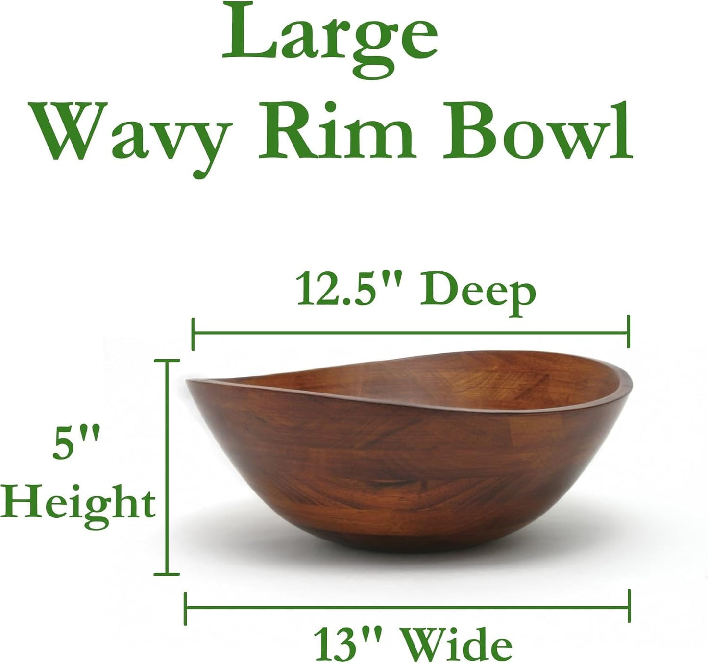 Lipper International Cherry Finished Wavy Rim Beechwood Serving Bowl for Fruits or Salads, Matte, Small, 7.5" x 7.25" x 3", Single Bowl, 30.43Fl oz