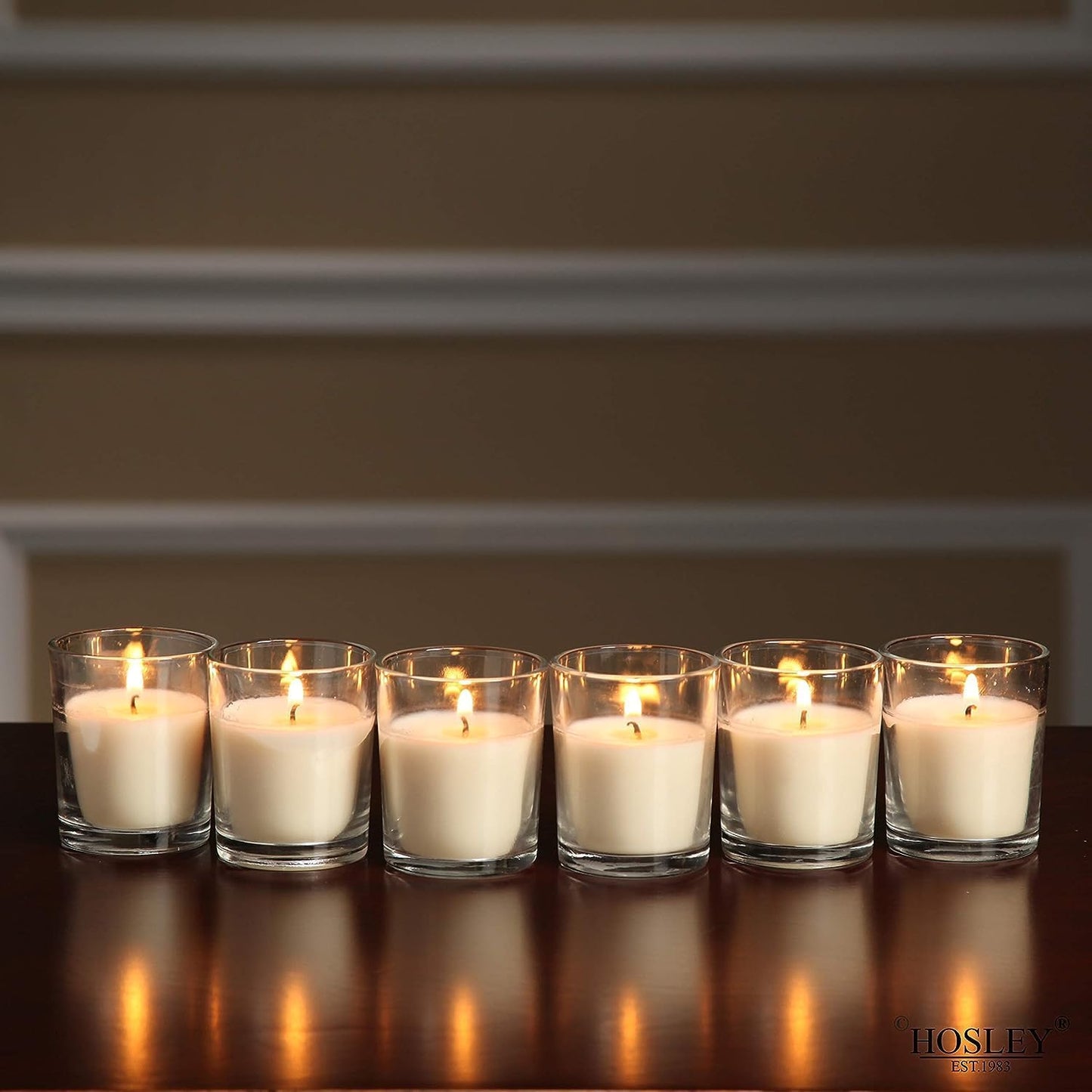 48-Pack Clear Glass Votive Candles – 10–12 Hour Long Burn, Unscented, Ivory, Bulk Set for Weddings, Events & Table Centerpieces – Hosley