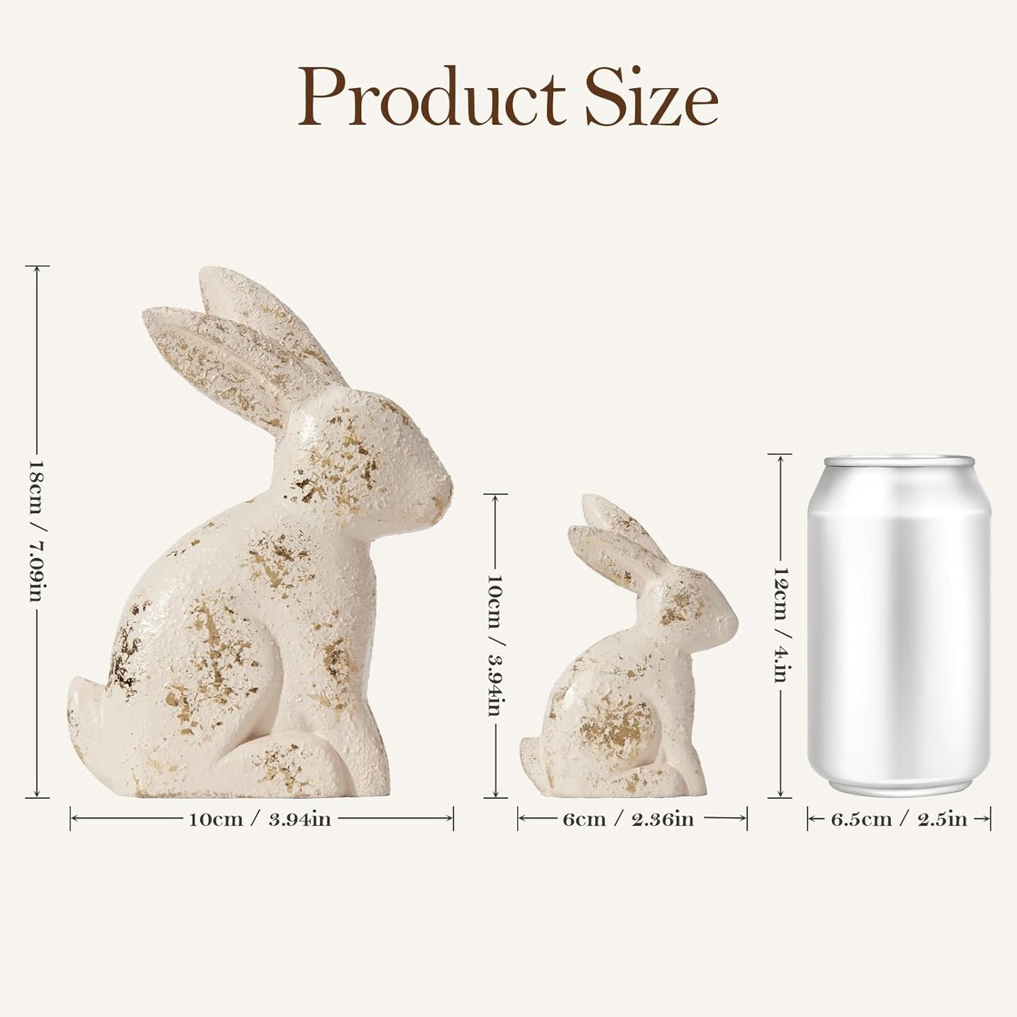 DN DECONATION Golden Polyresin Bunny Decor Rabbit Figurines, Easter Bunny Statue Set of 3 for Spring Tabletop Decor