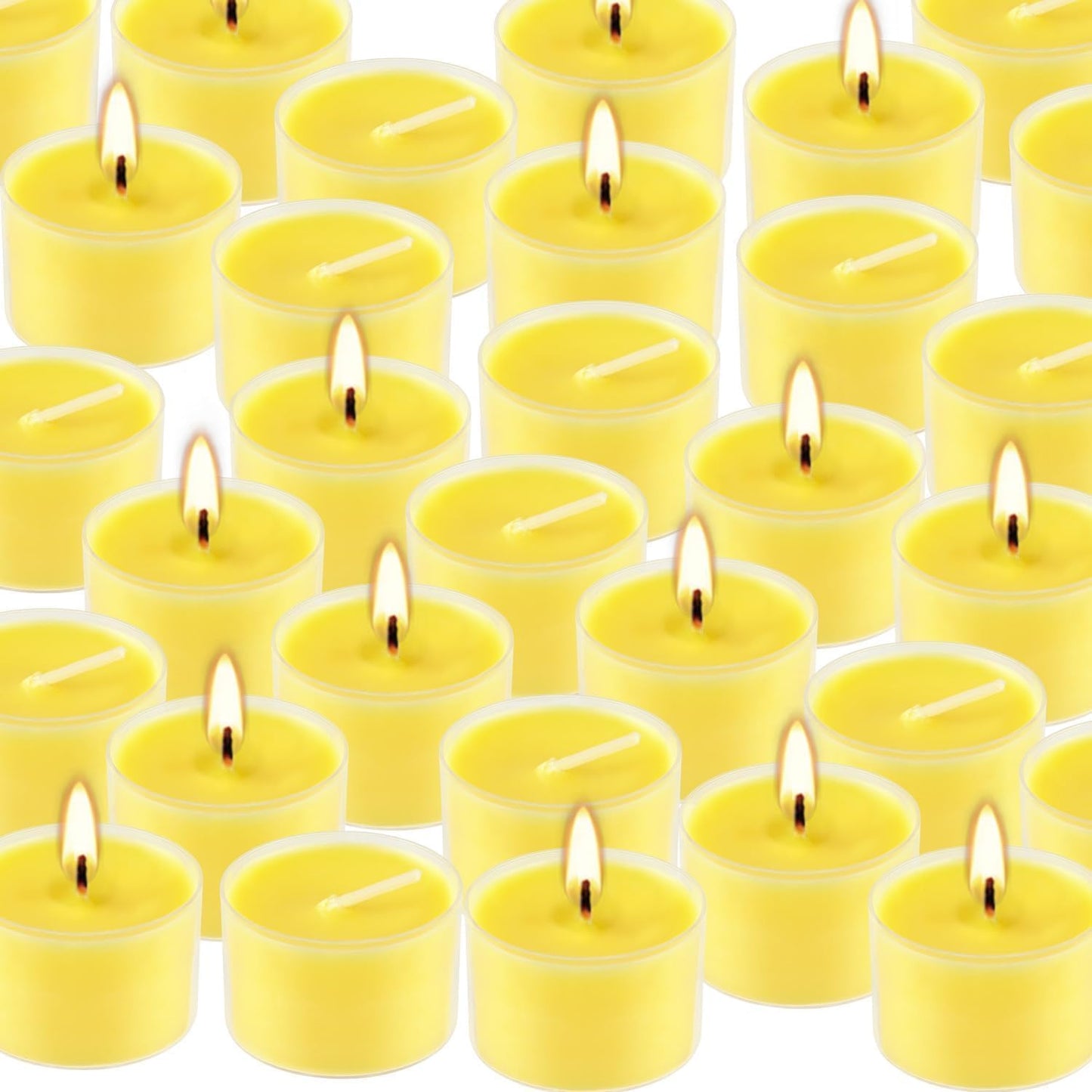 100 Pack Scented Tealight Candles - 4 Hours Burning Lemon Aromatherapy | Valentine's Day Romantic Dinner & New Year Home Decor, Yellow Votive Candles for Wedding, Holiday Gift & Emergency (Yellow)