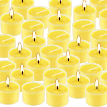 100 Pack Scented Tealight Candles - 4 Hours Burning Lemon Aromatherapy | Valentine's Day Romantic Dinner & New Year Home Decor, Yellow Votive Candles for Wedding, Holiday Gift & Emergency (Yellow)