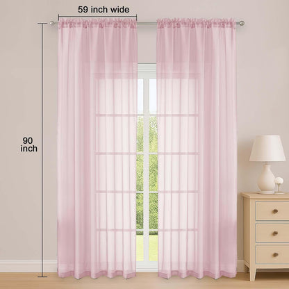 OWENIE Sheer Curtains 84 inches Long 2 Panels Set for Living Room/Bedroom, Rod Pocket Voile Sheer Panel Drapes, White, 2pcs, Each 42" W x 84" L - Colors A