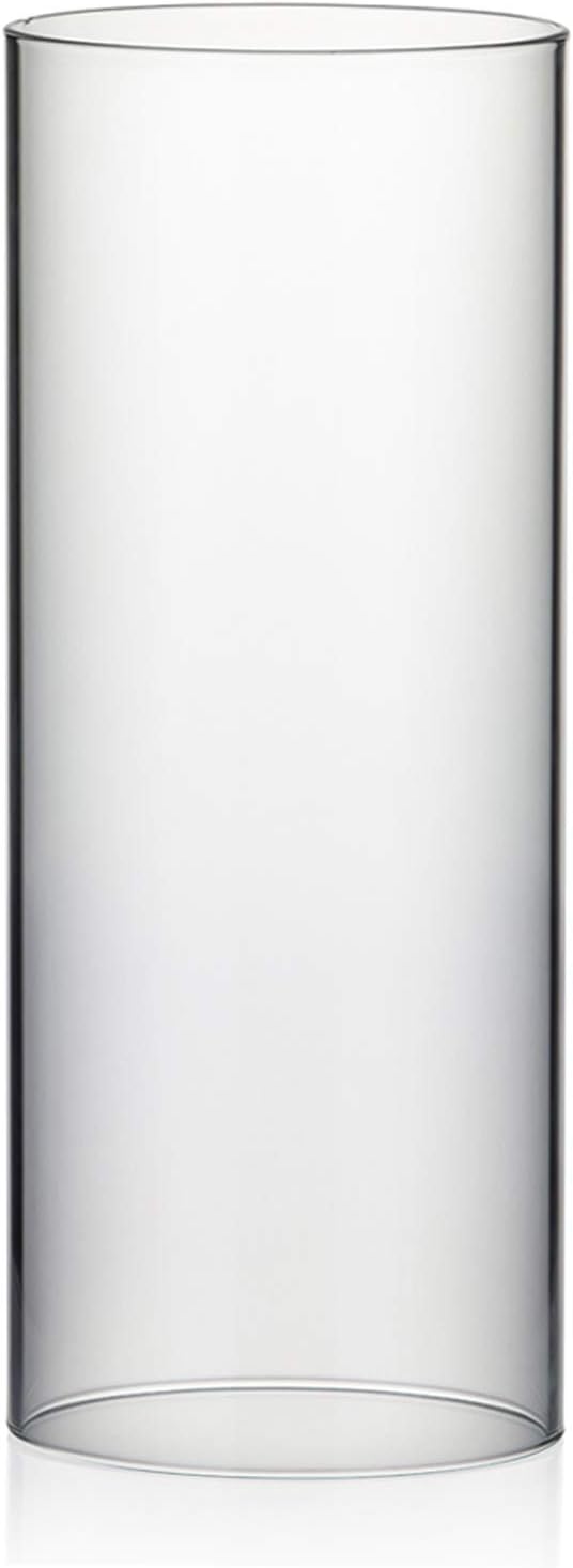 WGVI Hurricane Candle Holder Sleeve, Wide 4", Height 8", Clear Glass Cylinder Candleholder, Chimney Tube, Open Ended Candle Shade, 1 Piece - Colors B