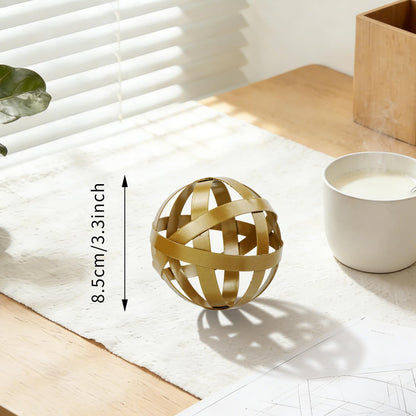 Kesywale 3.3 Inch Decorative Spheres Set of 3, Metal Band Decorative Balls Orbs Metal Spheres Home Decor Accents Dining Table Centerpieces for Living Room Bedroom Kitchen Office Coffee Table (Blue)