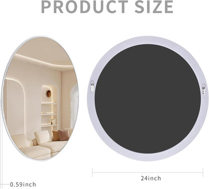 White Round Mirror 30 Inch, Circle Wall Mirrors for Bathroom, Bedroom Living Room or Entryway