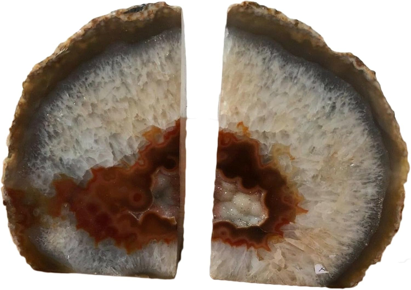 JIC Gem Dyed Blue Agate Bookends Geode Decorative Book Ends for Heavy Books with Rubber Bumpers for Office and Home Decoration Polished Small Size 2 to 3 Lbs