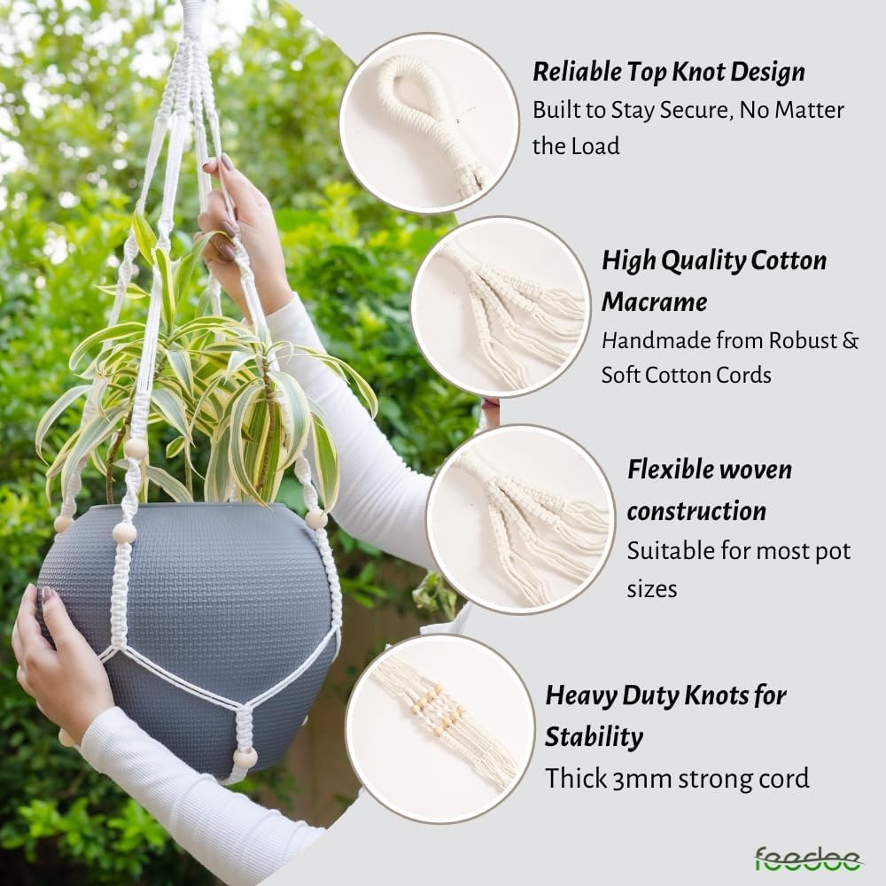 feedee Macrame Plant Hangers Indoor Macrame Hanging Planters for Indoor Plants, 6 Pack Hanging Plant Holders Indoor Hanging, Macromay Plant Hangers for Indoor Plant Hanger, Outdoor Flower Pots Holder