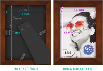RPJC 5x7 Picture Frames Made of Solid Wood High Definition Glass for Table Top Display and Wall Mounting Photo Frame Black