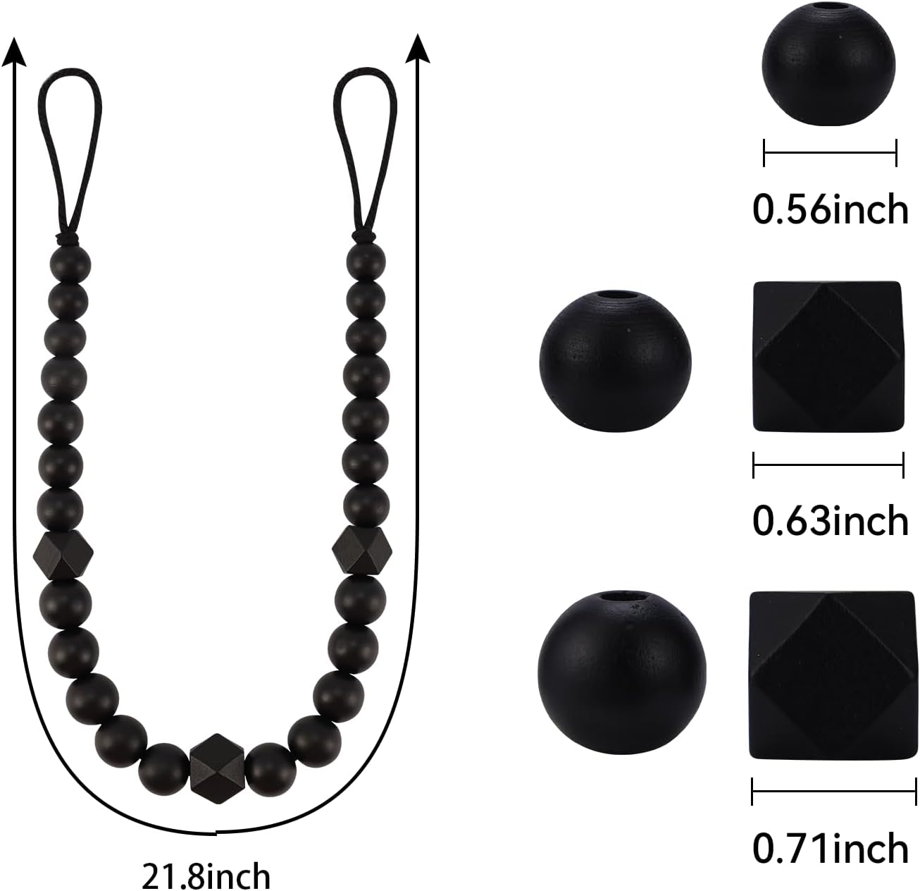 Wood Bead Curtain Tiebacks, KLOGTSIND Set of 2 Curtain Holdbacks for Thin or Thick Window Draperies, Boho Farmhouse Curtain Tiebacks with Hooks, Curtain Tie Backs for Home Office Room Decor