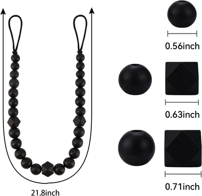 Wood Bead Curtain Tiebacks, KLOGTSIND Set of 2 Curtain Holdbacks for Thin or Thick Window Draperies, Boho Farmhouse Curtain Tiebacks with Hooks, Curtain Tie Backs for Home Office Room Decor