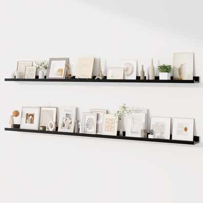Dreamland Picture Ledge Shelf for Wall, Floating Shelves Set of 2, 48 Inch Long Floating Shelves with Lip for Living Room, Bedroom, Bathroom, Kitchen, White