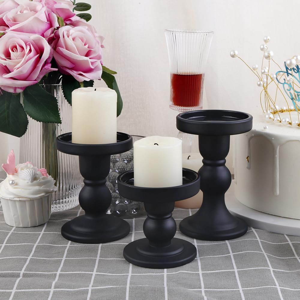 6-Piece Set of Glass Candlestick, Crystal Candlestick Holder Holder and Conical Candle, Christmas Candle Holder Decoration, Family Living Room Wedding Candle Holder (Clear 2sets)