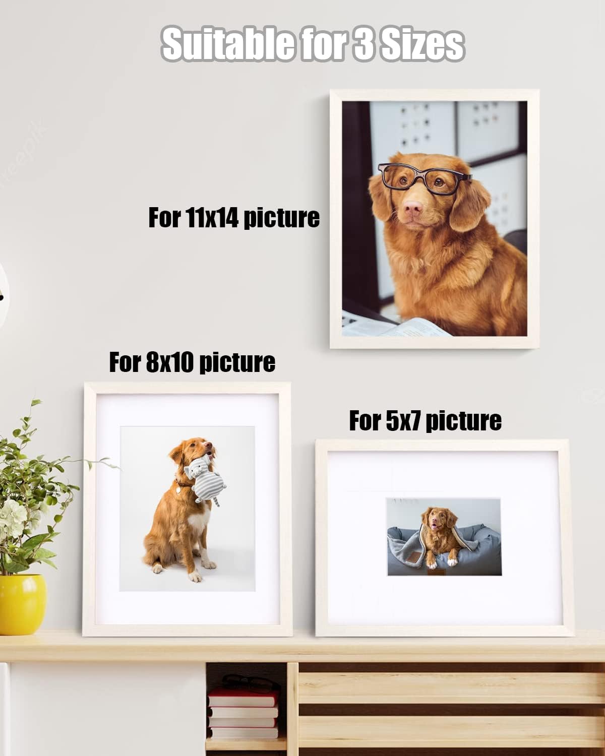 Egofine 12x16 Picture Frame Black, Covered by Plexiglass Made of Solid Wood, Display Pictures 9x12 and 11x14 with Mat or 12x16 Without Mat, for Wall Mounting Photo Frame - Colors A
