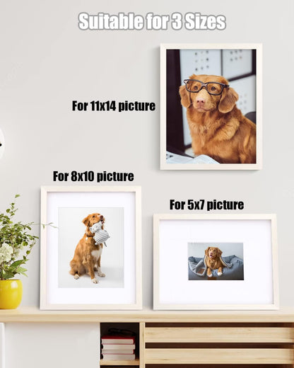 Egofine 12x16 Picture Frame Black, Covered by Plexiglass Made of Solid Wood, Display Pictures 9x12 and 11x14 with Mat or 12x16 Without Mat, for Wall Mounting Photo Frame - Colors A