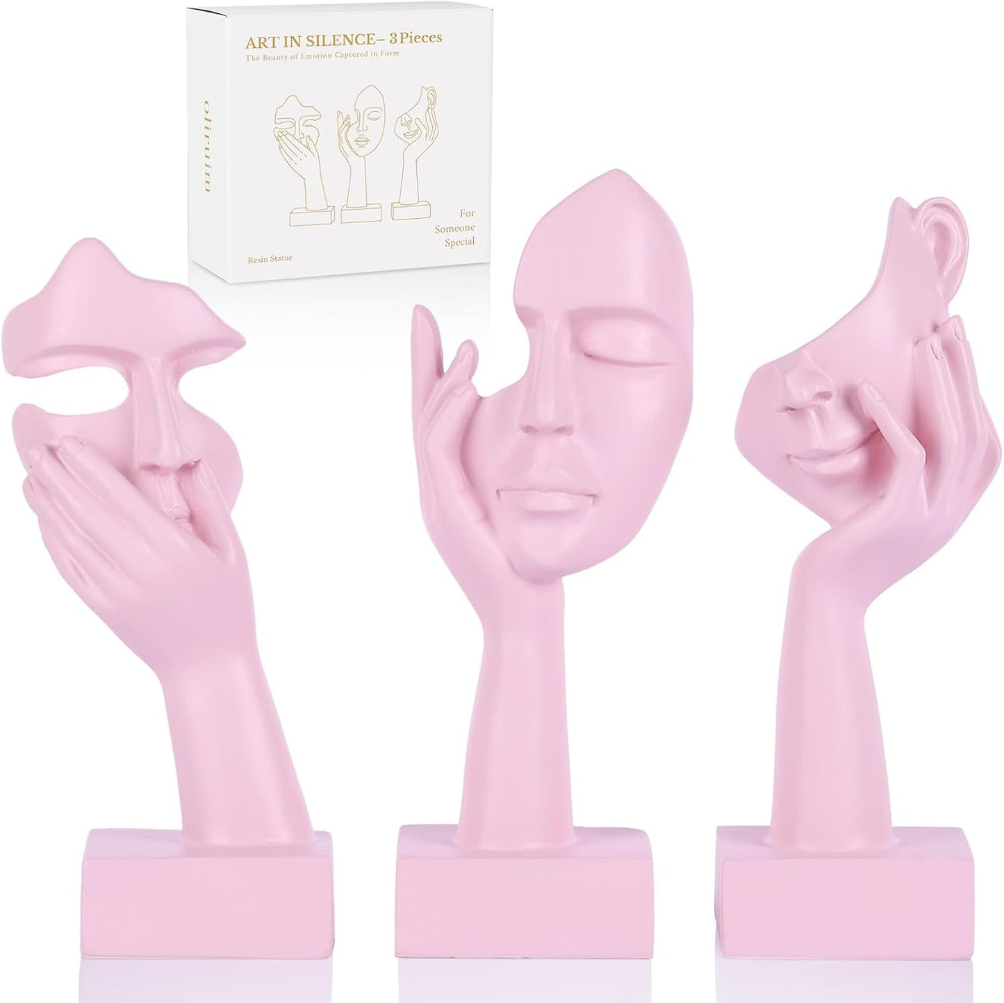 3 Pcs Thinker Small Statue Set - Black Gold Home Decor Abstract Art Figurines for Shelves, Living Room Coffee Table, Office Desktop (3 Pcs Gold, 6")