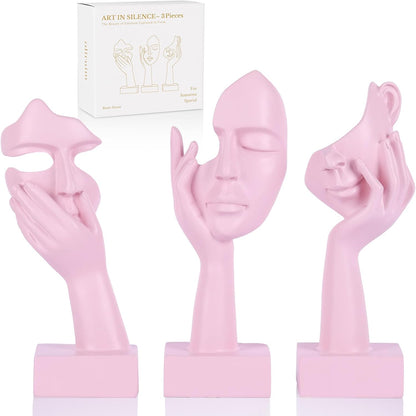 3 Pcs Thinker Small Statue Set - Black Gold Home Decor Abstract Art Figurines for Shelves, Living Room Coffee Table, Office Desktop (3 Pcs Gold, 6")