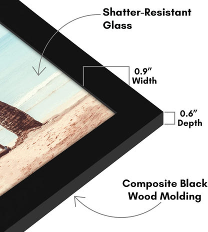 Americanflat 12x18 Poster Frame with Shatter-Resistant Glass - Signature Collection - Gallery-Style Frames Made of Engineered Wood - Photo Frame for Wall Display - Black - Colors C