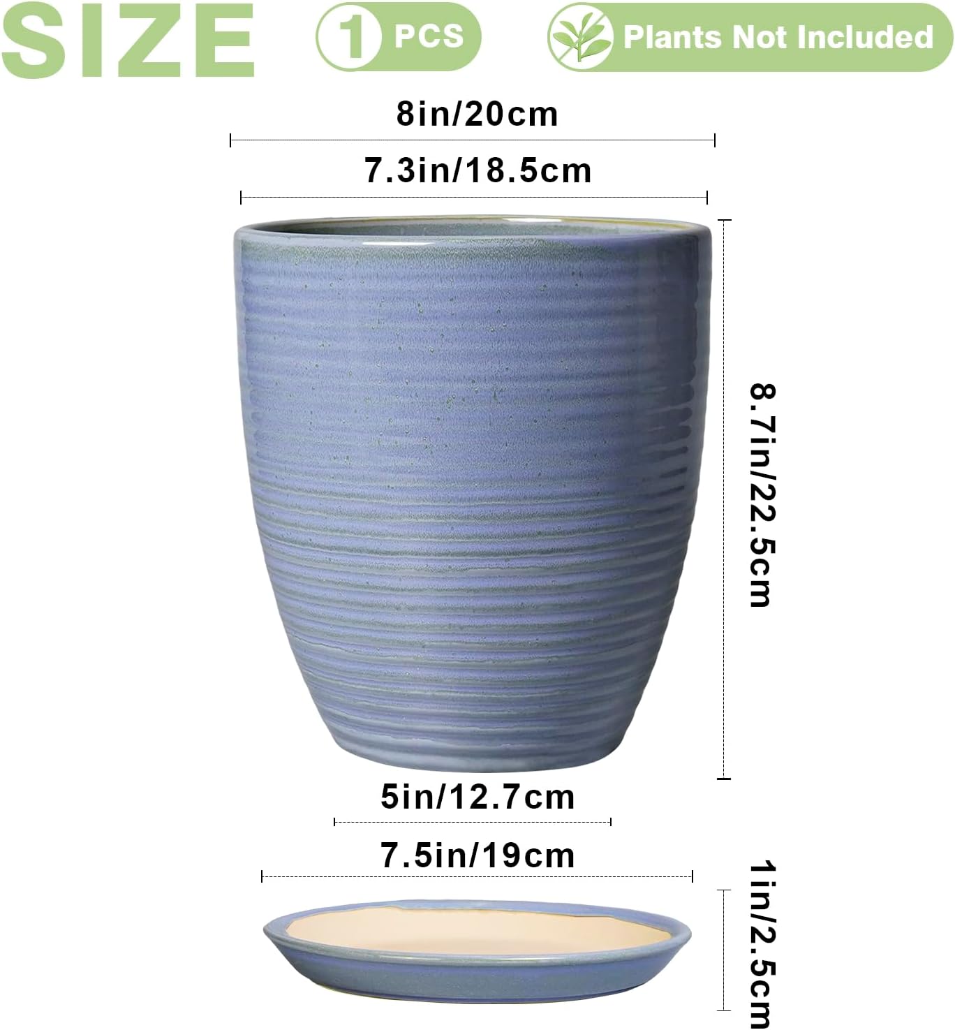 Ceramic Pots for Plants - 6 Inch Plant Pot with Drainage Hole and Saucer, Round Planters for Indoor Outdoor, Flower Pots, Modern Planter, Home Office Room Decor, Gifts for Plant Lovers, White