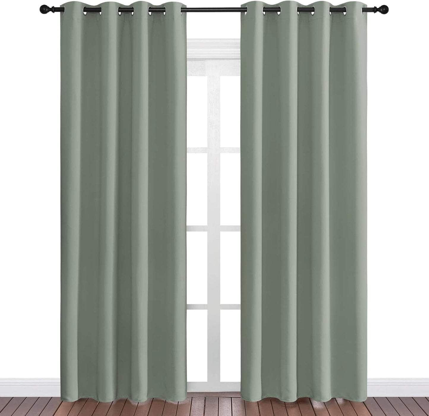 NICETOWN Halloween Pitch Black Solid Thermal Insulated Grommet Blackout Curtains/Drapes for Bedroom Window (2 Panels, 42 inches Wide by 63 inches Long, Black) - Colors B