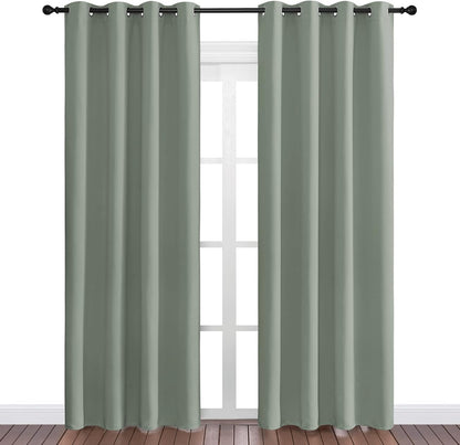 NICETOWN Halloween Pitch Black Solid Thermal Insulated Grommet Blackout Curtains/Drapes for Bedroom Window (2 Panels, 42 inches Wide by 63 inches Long, Black) - Colors B