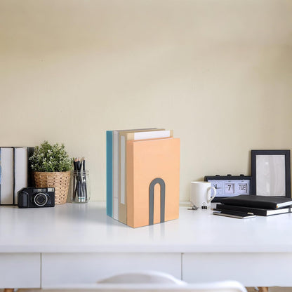 Chunful 12 Pcs Modern Metal Book Ends for Shelves Decorative Small Bookends Book Shelf Organizer Minimalist Design Stopper to Hold Books for Home Office (Gold,5.5 * 3.75 * 2.25inch)