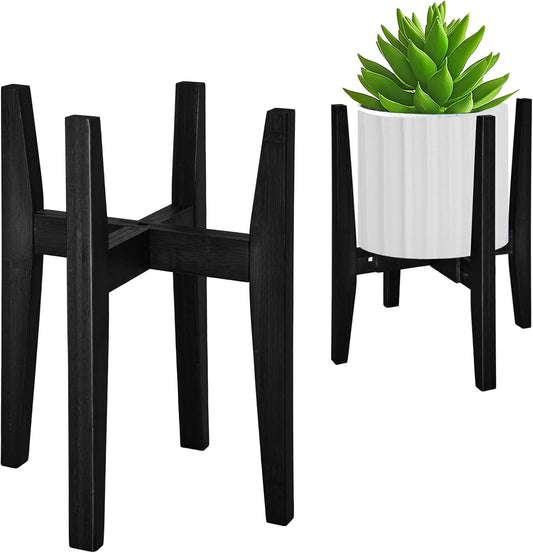 Rnined Adjustable Plant Stand Indoor,Bamboo Mid Century Modern Plants Stands, Stable Plant Holder,Fit 8 9 10 11 12 inch Pots (Pot & Plant Not Included)