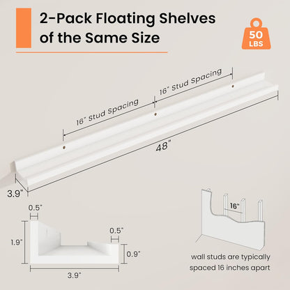 RICHFOCUS Picture Ledge Shelf, 24 inch Floating Shelves Set of 2, Wood Wall Shelves with Lip, Wall Decor Storage for Bedroom Living Room Bathroom Kitchen Nursery Photo Picture, Walnut