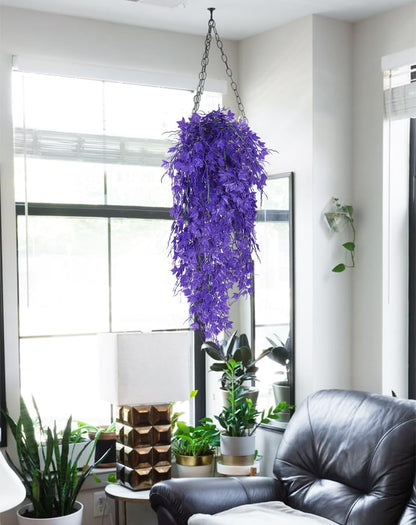 RECUTMS Artificial Hanging Plants Fake Hanging Plant Faux Eucalyptus Leaf Greenery Vine Outdoor UV Resistant Plastic Plants Home Garden Wedding Party Indoor Outdoor Decorations(White)