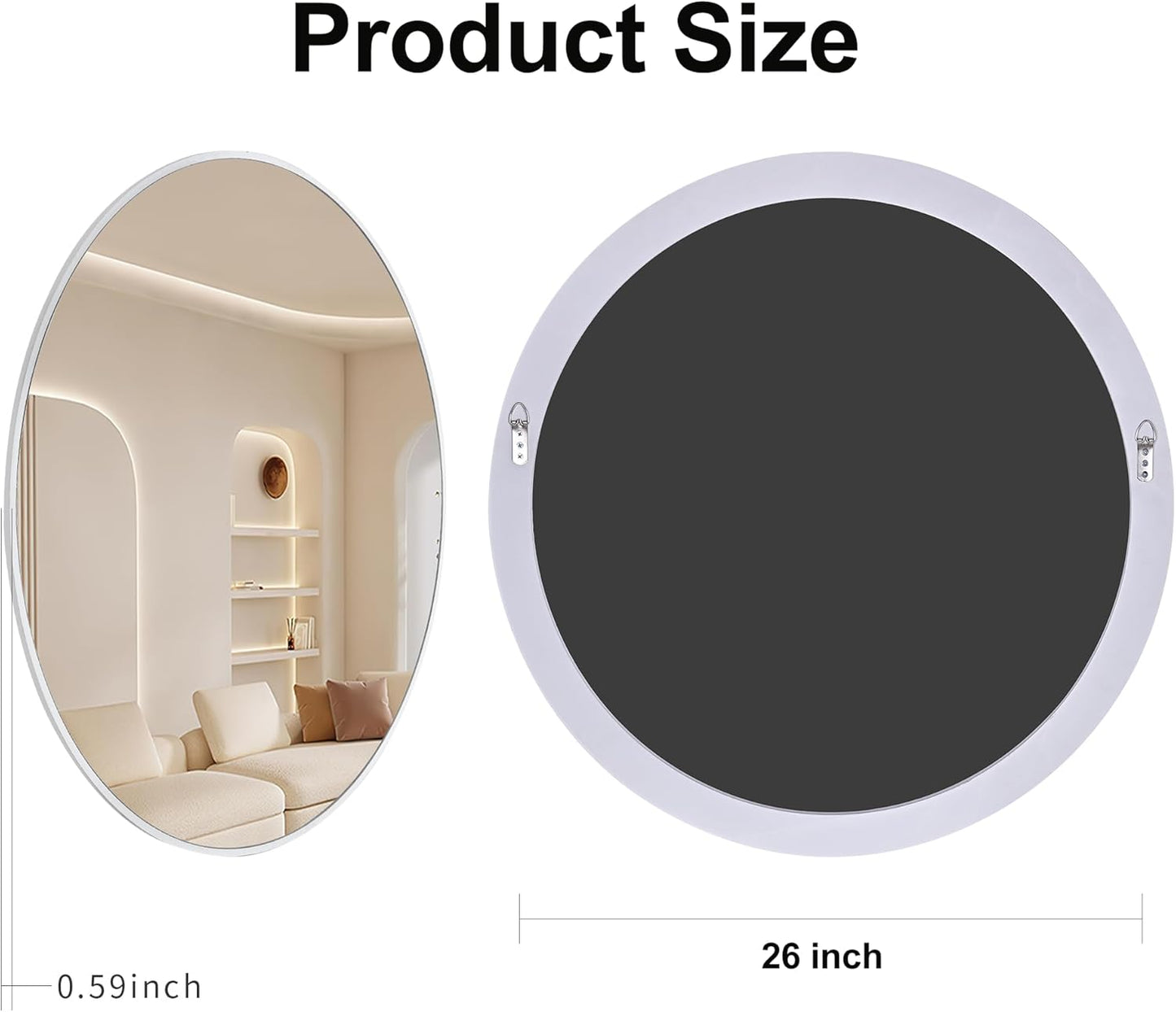 White Round Mirror 30 Inch, Circle Wall Mirrors for Bathroom, Bedroom Living Room or Entryway