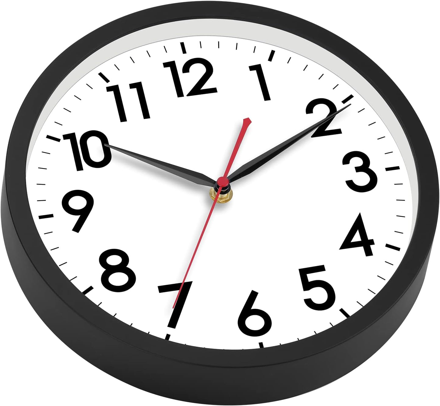 AKCISOT Wall Clock, Modern Small Wall Clocks Battery Operated 8 Inch, Silent Non-Ticking Analog Classic for Office, Home, Bathroom, Kitchen, Bedroom, School(Black)