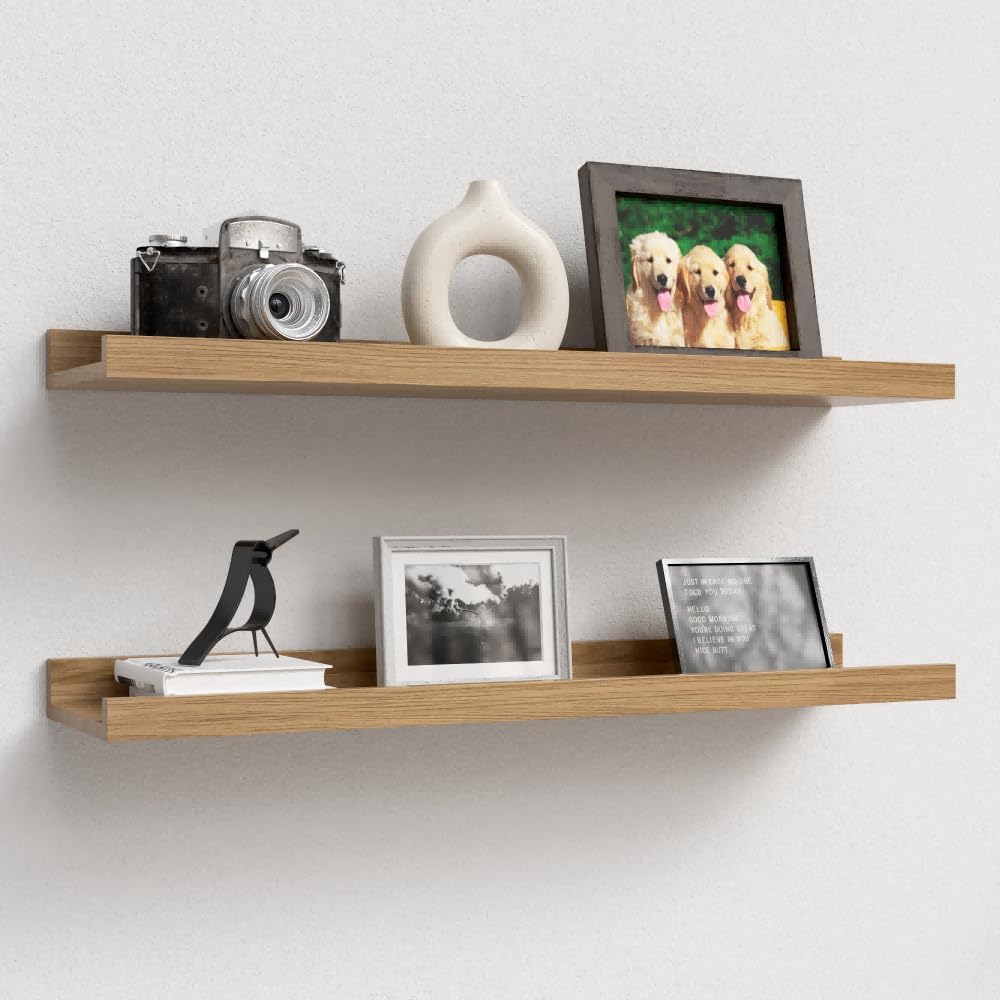 Boswillon Floating Shelves Wall Mounted Set of 2, Modern Black Wall Shelves for Storage with Lip, Display Picture Ledge Shelf for Wall Decor Bedroom Living Room Bathroom Kitchen