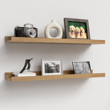 Boswillon Floating Shelves Wall Mounted Set of 2, Modern Black Wall Shelves for Storage with Lip, Display Picture Ledge Shelf for Wall Decor Bedroom Living Room Bathroom Kitchen