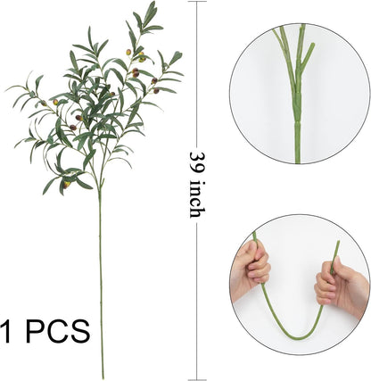 SHACOS 4 PCS 28 inch Artificial Olive Branches for Vases Greenery Olive Stems Faux Tree Branch Twig for Home Wedding Shop Office Garden Decor DIY Floral Crafts