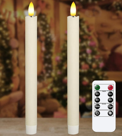 KSWING Upgraded Real Wax Short LED Flameless Taper Candles with Remote, 6 PCS White Candlesticks Battery Operated 3D Flickering - 6" Realistic Fake Candle Sticks for Home/Wedding/Fireplace Xmas Decor
