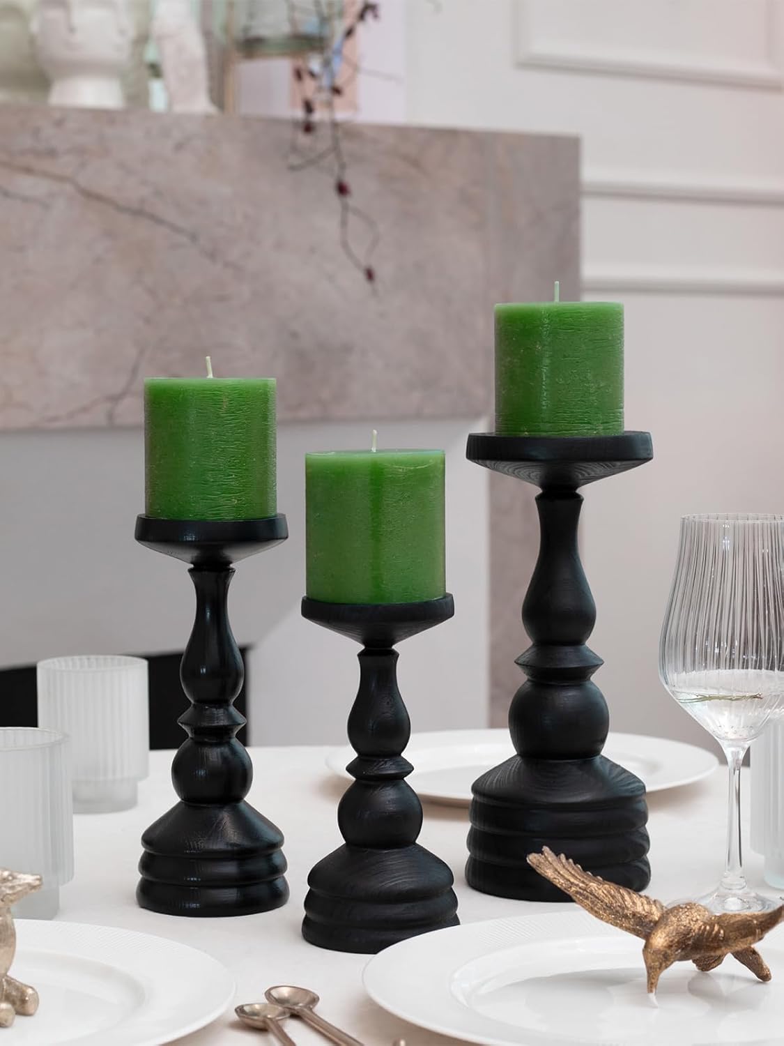 CANDWAX 3x4 inch Pillar Candles Set of 3 – Unscented Dripless Rustic Dark Blue Candles for Room Decor, Weddings, Centerpieces