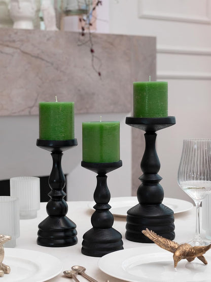 CANDWAX 3x4 inch Pillar Candles Set of 3 – Unscented Dripless Rustic Dark Blue Candles for Room Decor, Weddings, Centerpieces
