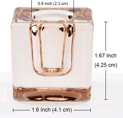Square Glass Candle Holder Set of 2, Clear Taper Candlestick Holders, Ideal Gift for Dining Table, Wedding, Christmas and Party.…