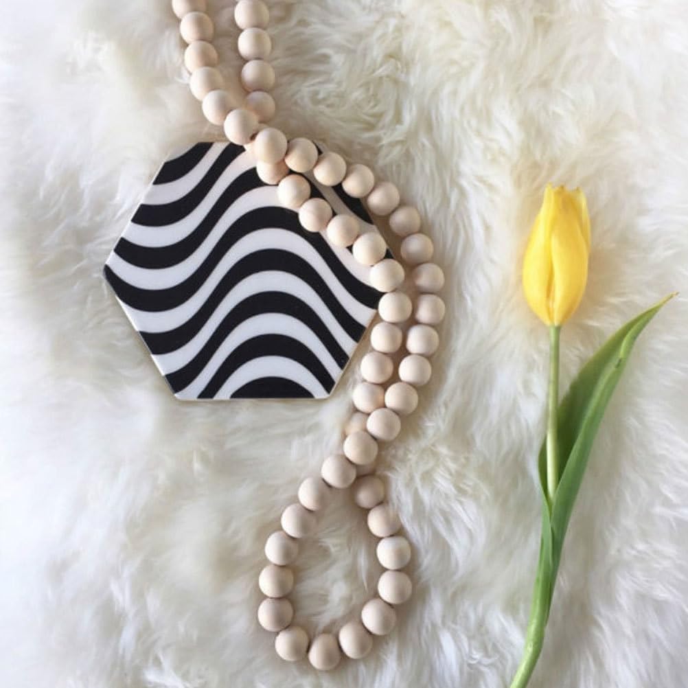 IMIKEYA Wooden Beads Garland: Farmhouse Wood Bead Garland with Tassels Boho Wall Hanging for Home Decor Tiered Tray Rustic Wood Prayer for Coffee Table Decor