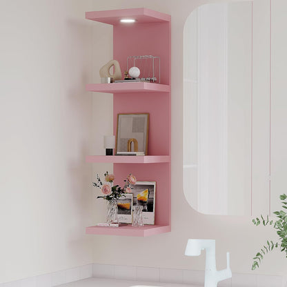 LitaEther Versatile 7 Tier Wall Shelf Unit,White Lack Wall Shelf,Display Floating Shelf with LED Remote Control Light