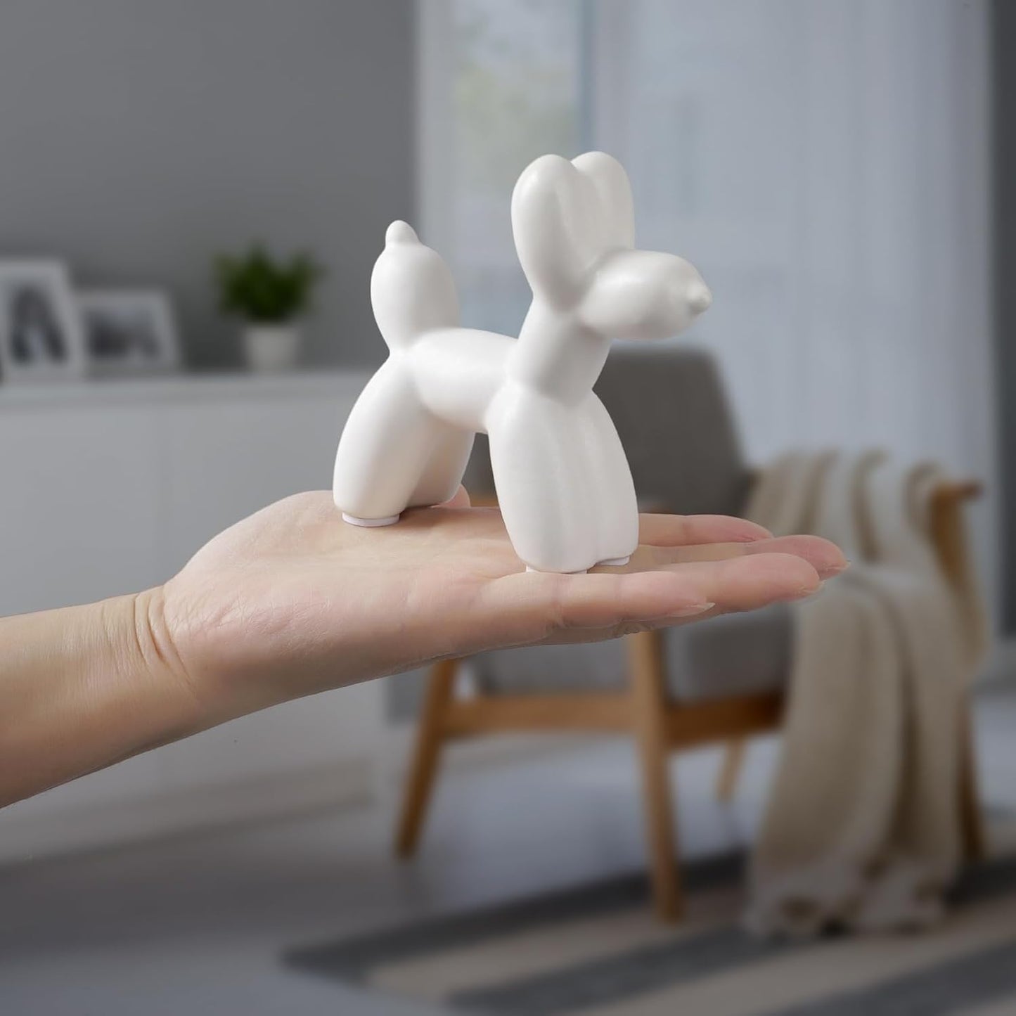 Notakia Cute Ceramics Balloon Dog Statue Crafts Gold Living Room Desktop Decorations,Handmade Modern Small Ceramic Animal Statue Ornament Gold Home Decor Accents