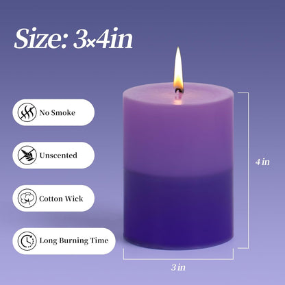 KONNI Coffee Layered Pillar Candles Set of 3, 3"x 4" Unscented Pillar Candles Bulk, 39 Hours Long Burning Candles, Smokeless&Dripless Round Candle for Wedding, Home Decoration, Parties, Spas, Dinner