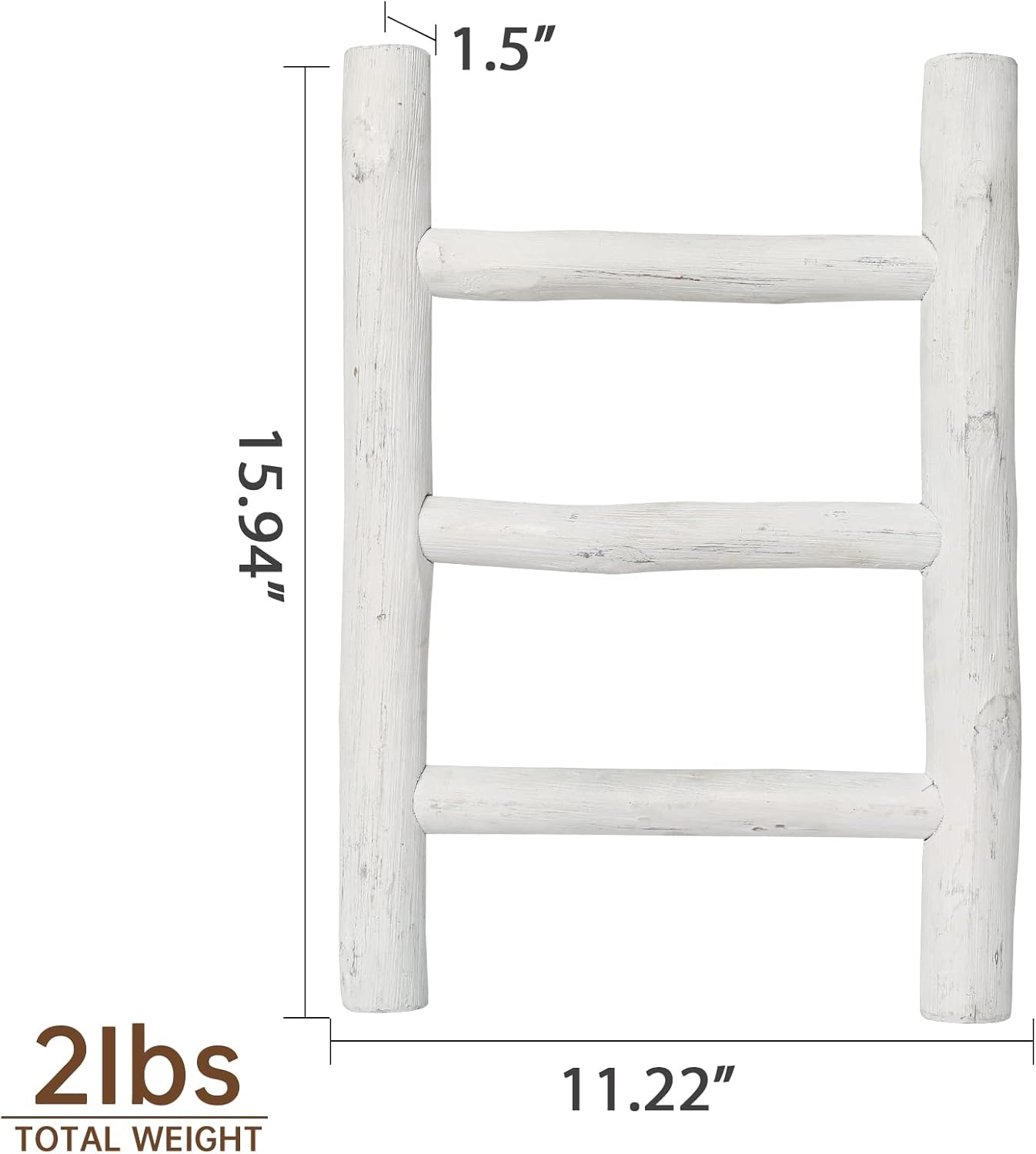 FUIN 57in Wood Blanket Ladder Living Room Decorative Wall Leaning Farmhouse Quilt Display Holder Rustic Wooden Towel Rack for Bathroom, Brown