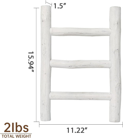 FUIN 57in Wood Blanket Ladder Living Room Decorative Wall Leaning Farmhouse Quilt Display Holder Rustic Wooden Towel Rack for Bathroom, Brown