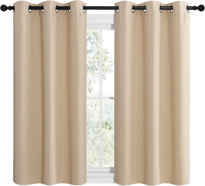 NICETOWN Halloween Pitch Black Solid Thermal Insulated Grommet Blackout Curtains/Drapes for Bedroom Window (2 Panels, 42 inches Wide by 63 inches Long, Black) - Colors D
